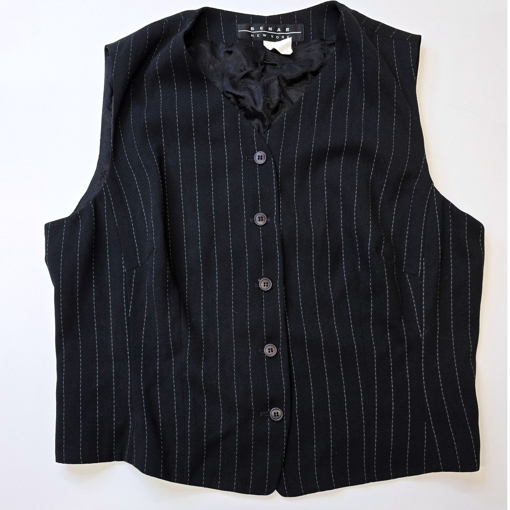 Women's Black Pinstripe Vest
